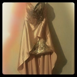 Rose gold high low formal dress